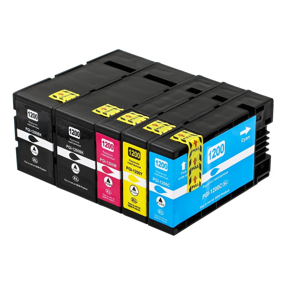 5 Ink Cartridge Compatible Canon PGI-1200XL High Yield (CMYK)