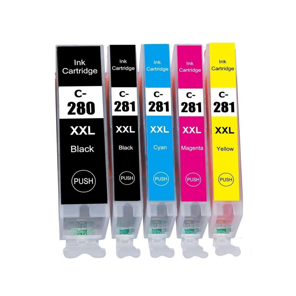 5 Ink Cartridge Compatible Canon PGI-280XXL CLI-281XXL (1967C001 1983C001 1980C001 1981C001 1982C001) 