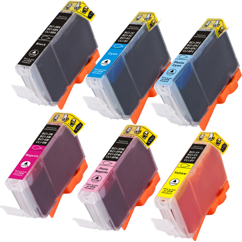 6 Ink Cartridge Compatible Canon (CLI8) CLI-8 CLI-8BK CLI-8C CLI-8M CLI-8Y CLI-8PC CLI-8PM
