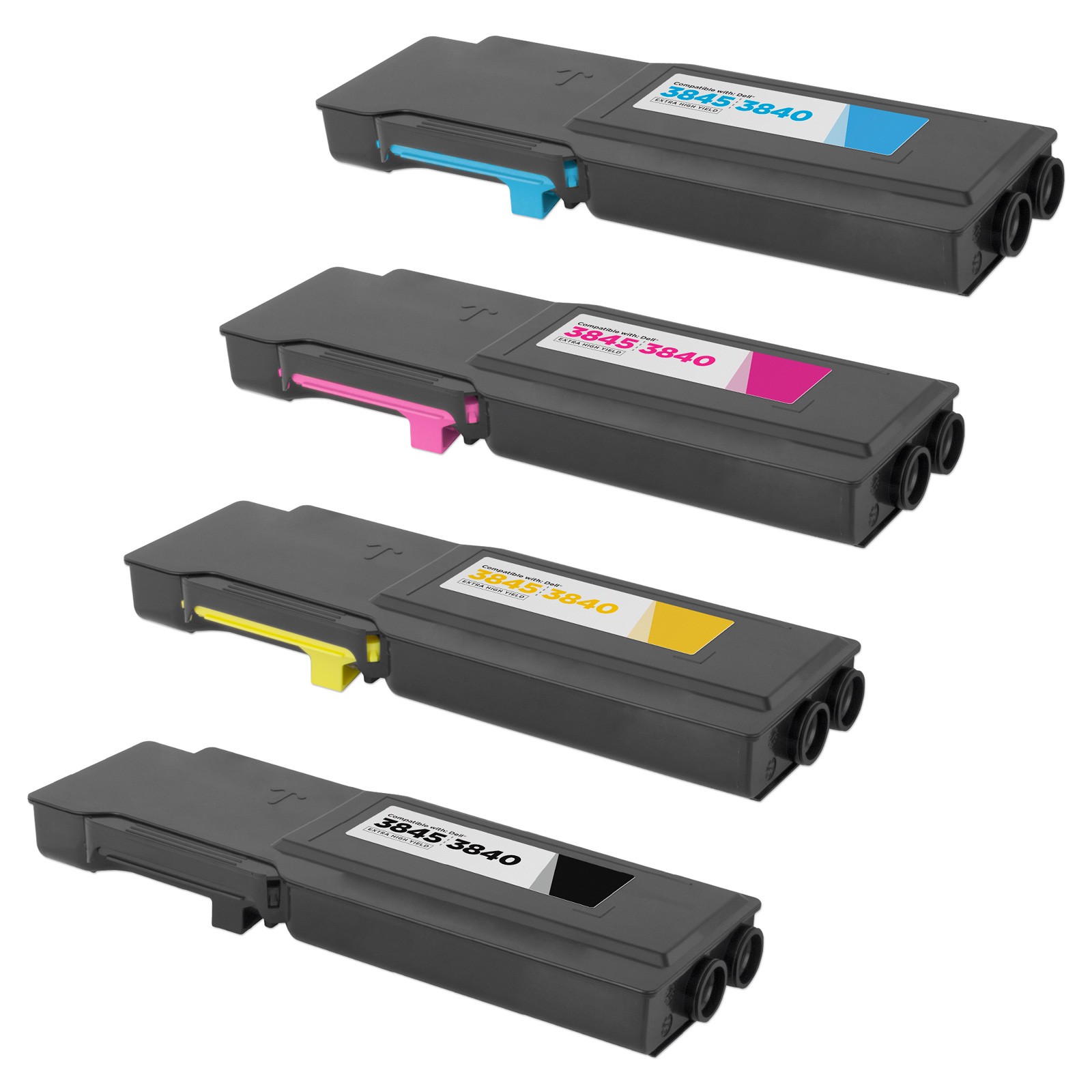 4 Toner Cartridge Compatible Dell S384X S3840 S3845 593-BCBC 593-BCBF 593-BCBE 593-BCBD CMYK