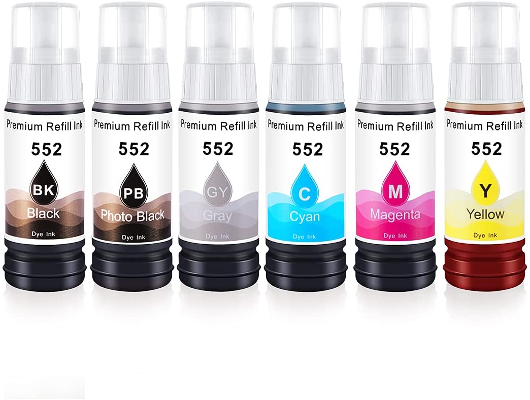 6 Ink Bottle Compatible Epson T552 (T552020 T552120 T552220 T552320 T552420 T552520)