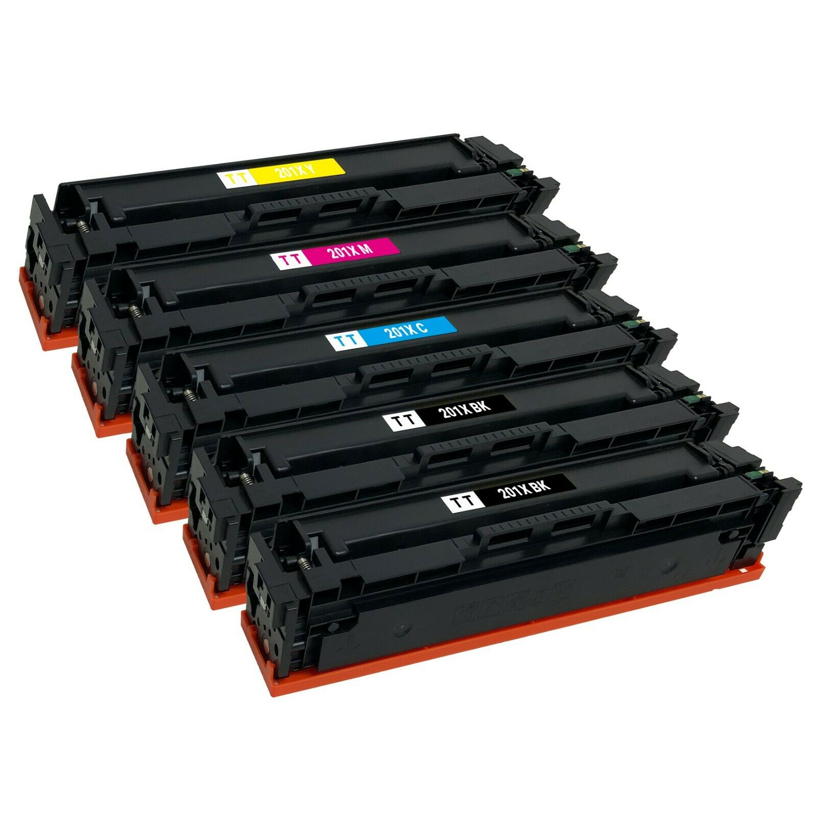 5 Toner Cartridges Compatible  HP 201X (CF400X CF401X CF402X CF403X) High Yield
