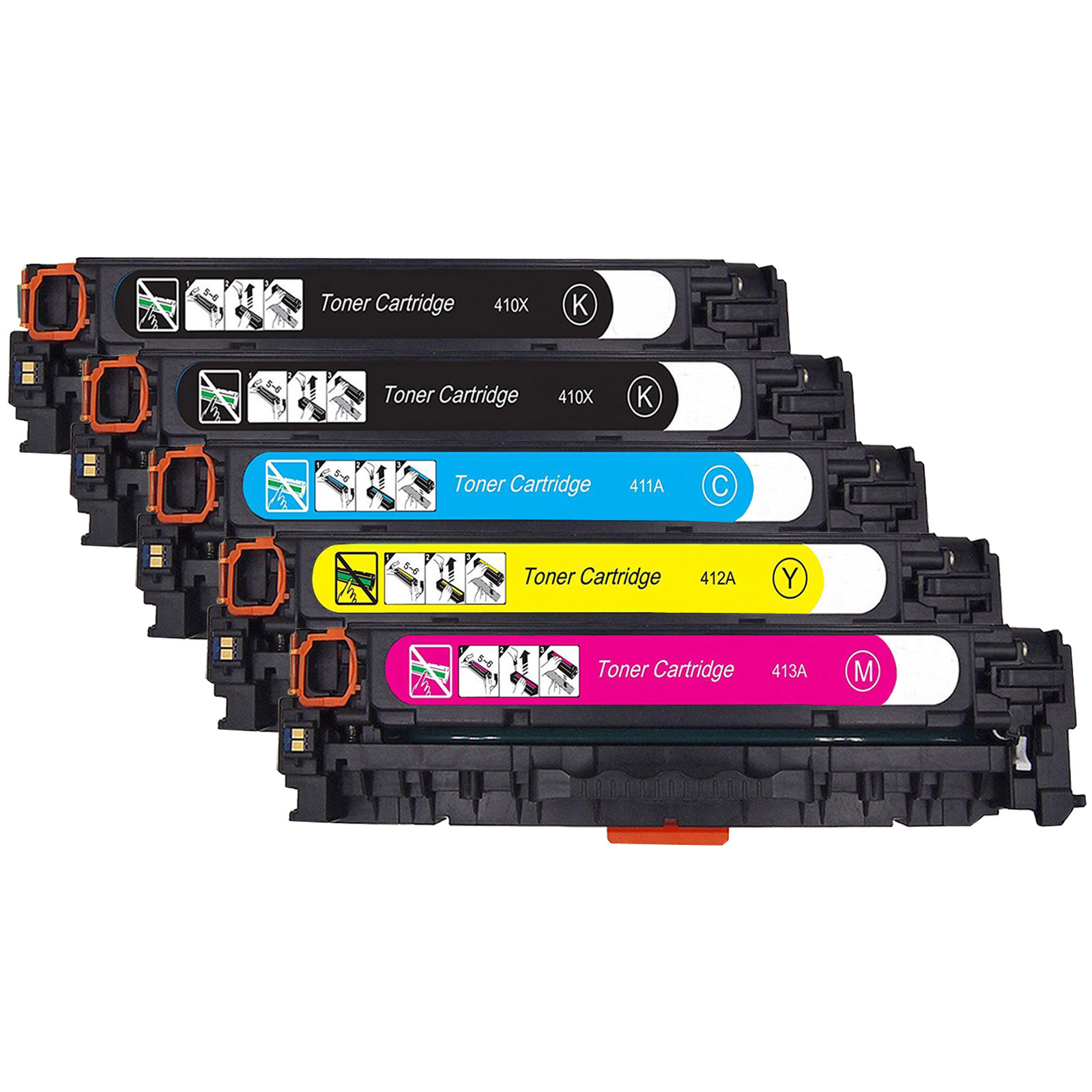 5 Toner Cartridges Compatible HP 305A 305X CE410X CE411A CE412A CE413A (CMYK)