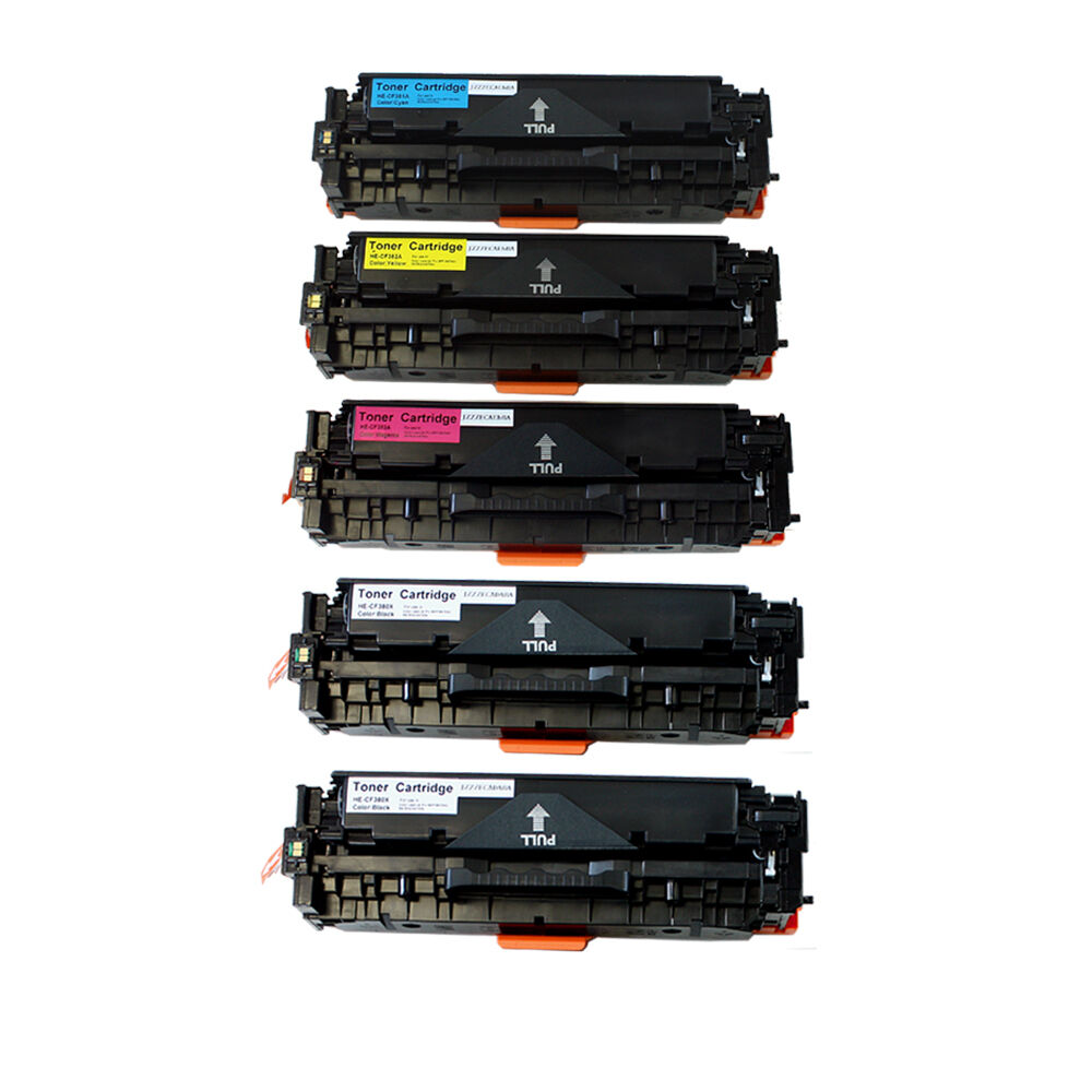 5 Toner Cartridges Compatible HP 312A 312X CF380X CF381A CF382A CF383A (CMYK)