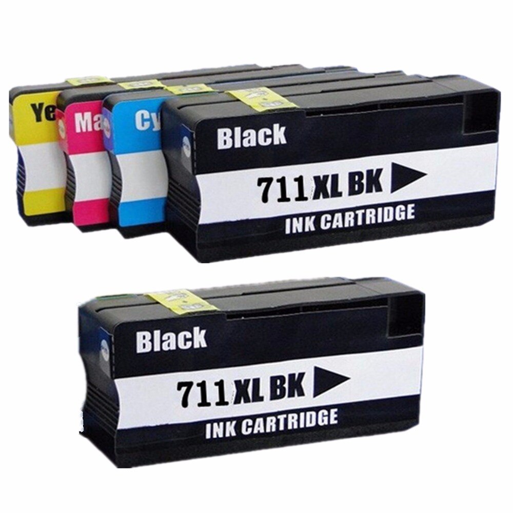 5 Ink Cartridge Compatible HP 711XL (CZ129A CZ130A CZ131A CZ132A) CMYK