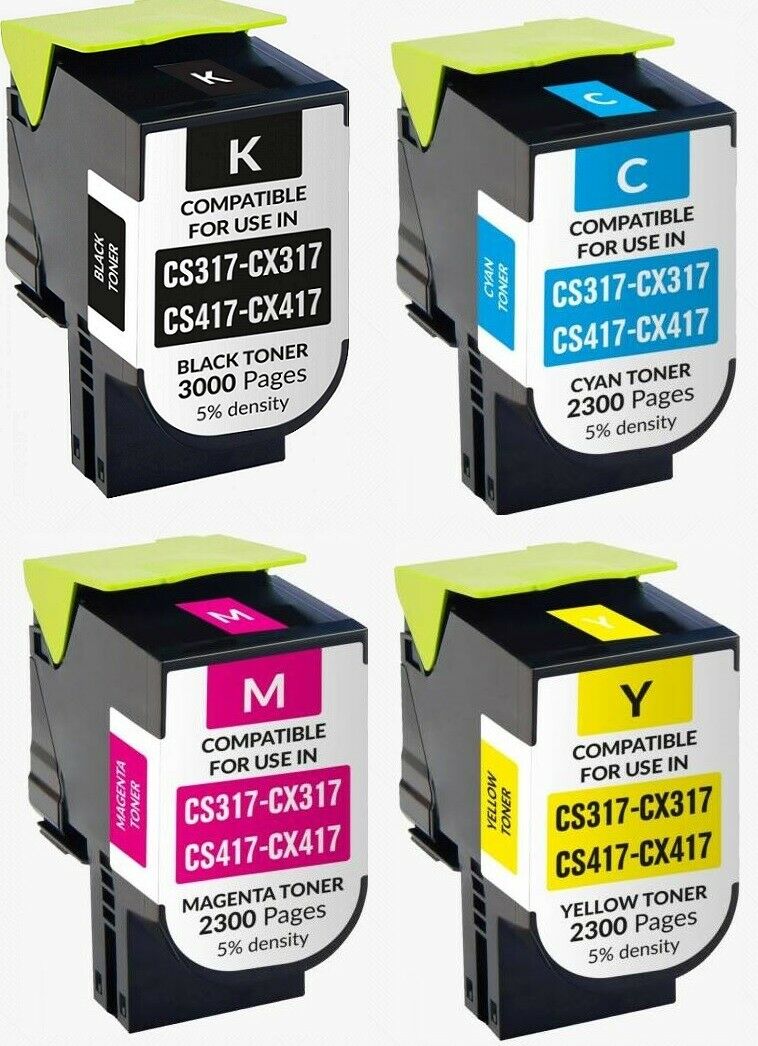 4 Toner Cartridge Compatible Lexmark CS317, CX317, CS417, CX417, CS517, CX517 CMYK